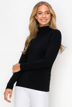 Load image into Gallery viewer, 2014-Seamless Mock Neck Long Sleeve Top-BLACK
