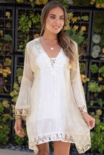 Load image into Gallery viewer, 3182-DIPDYE BELL FLORAL SHELL SEQUIN NECKLINE TUNIC
