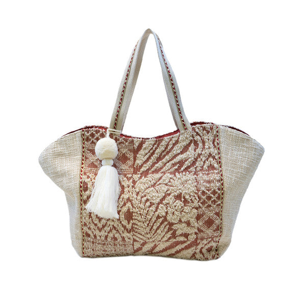 JEN & CO- M2155 Natalia Shaped Two-Tone Cotton Tote