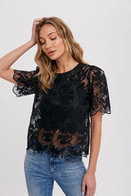 Load image into Gallery viewer, 3189-Embroidery Lace Top-Black
