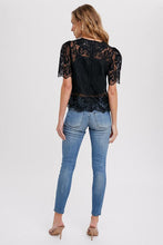 Load image into Gallery viewer, 3189-Embroidery Lace Top-Black
