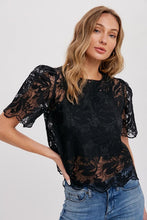 Load image into Gallery viewer, 3189-Embroidery Lace Top-Black
