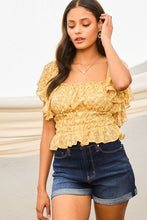 Load image into Gallery viewer, 1516-Off Shoulder Elastic Ruffle Floral Print Top
