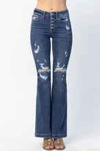 Load image into Gallery viewer, 3002- HIGH RISE BUTTON FLY DISTRESSED FLARE
