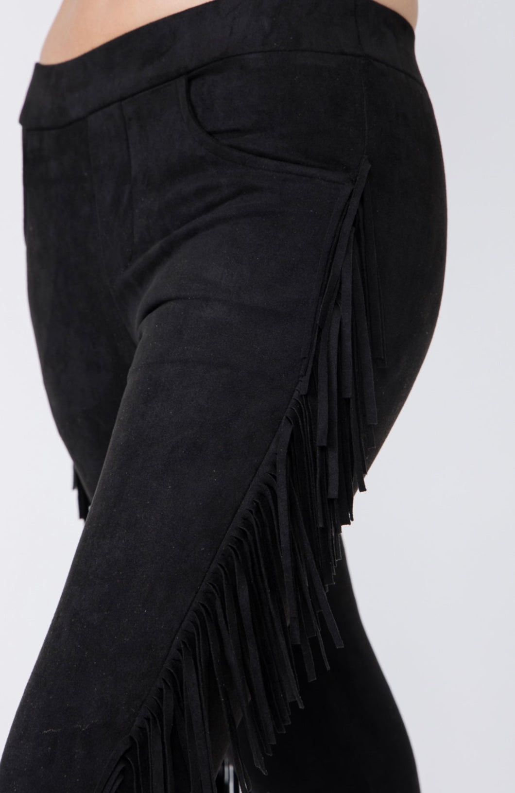 2063-SUEDE FRINGED PANTS WITH POCKETS