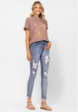 Load image into Gallery viewer, 3003- HI-WAIST BUTTONFLY BLEACH SPLASH SKINNY

