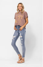 Load image into Gallery viewer, 3003- HI-WAIST BUTTONFLY BLEACH SPLASH SKINNY
